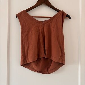 Women's Brown Sleeveless V-Neck Tank Top